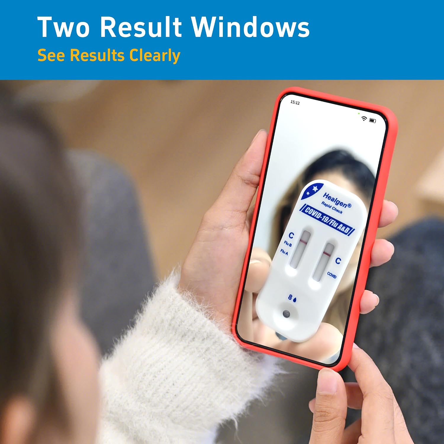 Healgen Rapid Check COVID-19, Flu A&B Antigen Test Kit, The First FDA Authorized OTC 3-in-1 Flu & COVID Home Test, Easy to Read Dual Windows, Results in 15 Mins, 1 Test - Image 2