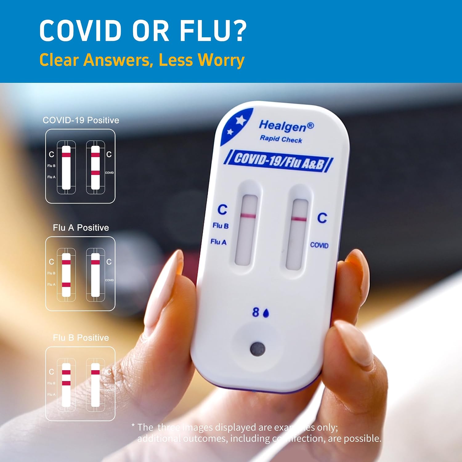 Healgen Rapid Check COVID-19, Flu A&B Antigen Test Kit, The First FDA Authorized OTC 3-in-1 Flu & COVID Home Test, Easy to Read Dual Windows, Results in 15 Mins, 1 Test - Image 4