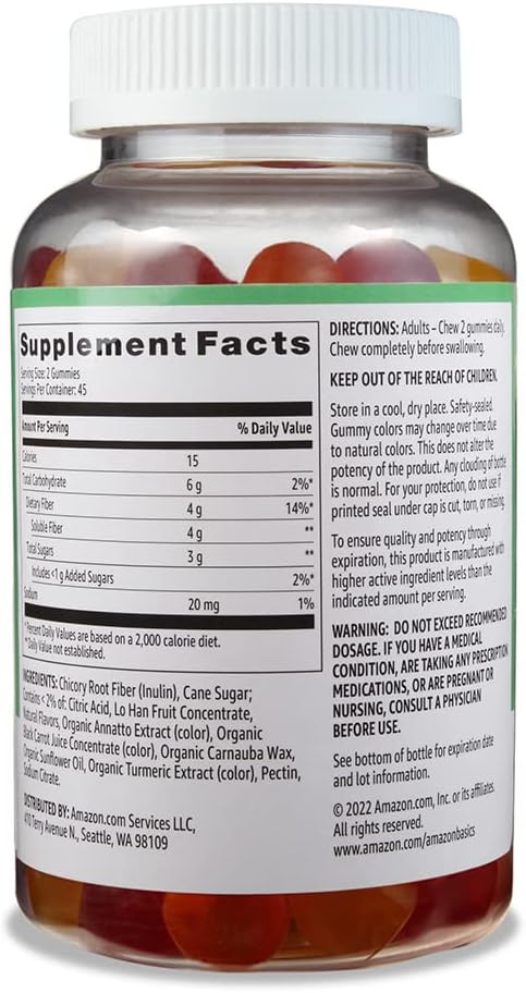 Amazon Basics Soft Fiber Gummies for Digestive Health and Regularity, Orange, Lemon & Strawberry Flavors, 90 Count, (Previously Solimo) (Pack of 2) - Image 2