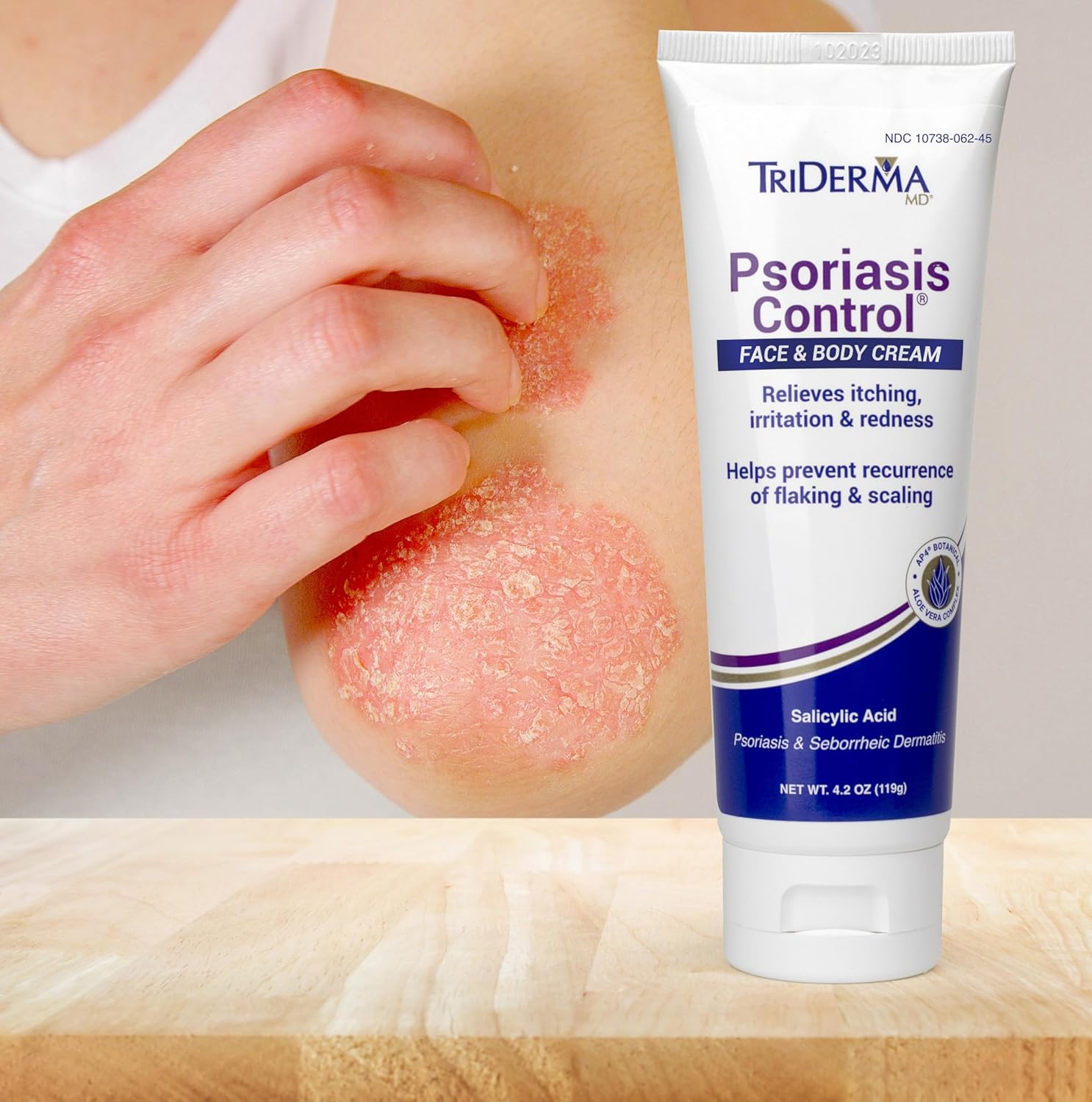 TriDerma Psoriasis Control Face & Body Cream - Maximum Strength 3% Salicylic Acid, AP4 Aloe Vera Gel, Urea Cream - Extra Moisturizing Treatment, No Cortisone or Coal Tar - FSA Eligible - 4.2 oz, 4Pack - Image 4