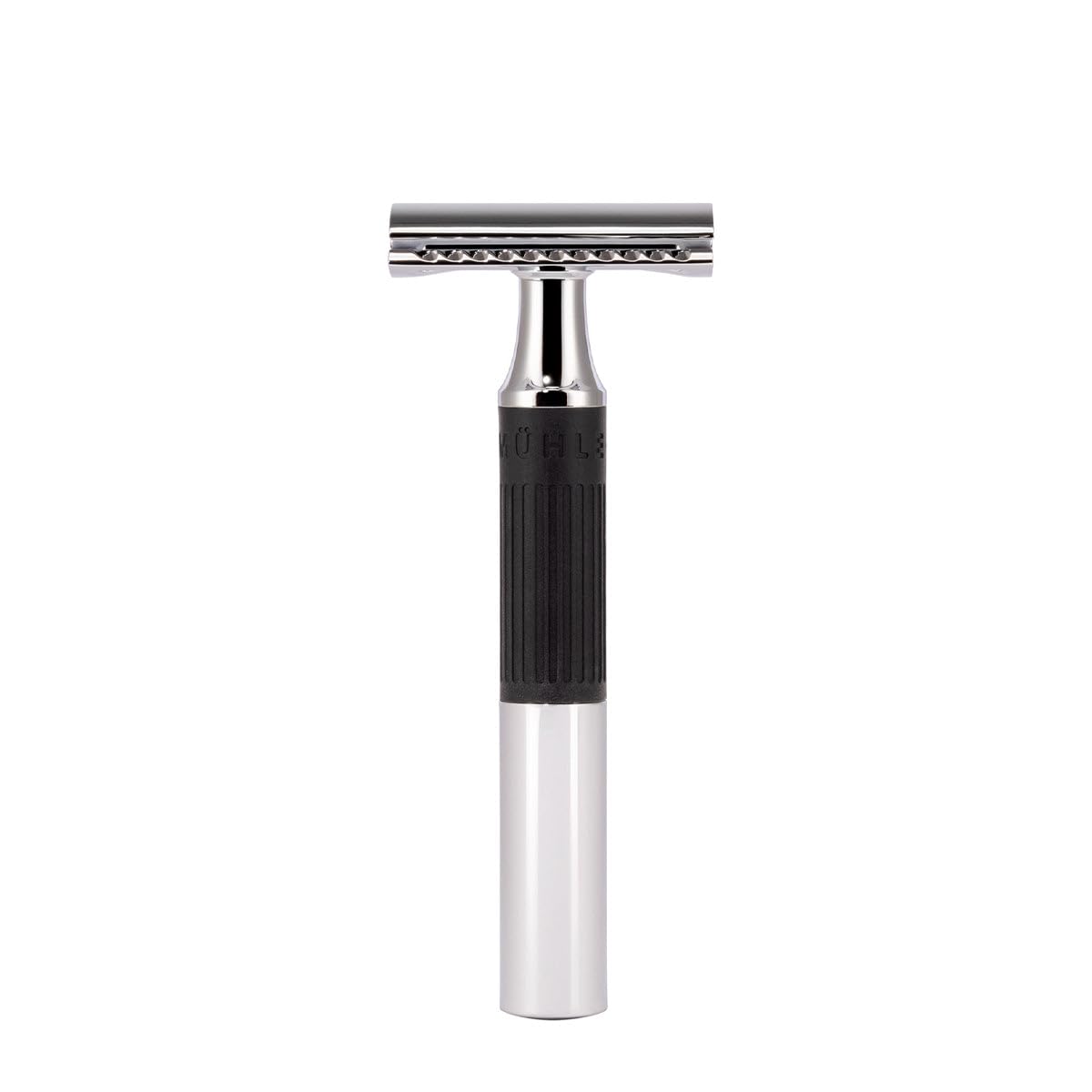 MÜHLE NEO Bundle - 4 Piece Set - Safety Razor Chrome-Plated Blades, Cream, After Shave - Closed Comb, Rubber Grip, Black - Image 2