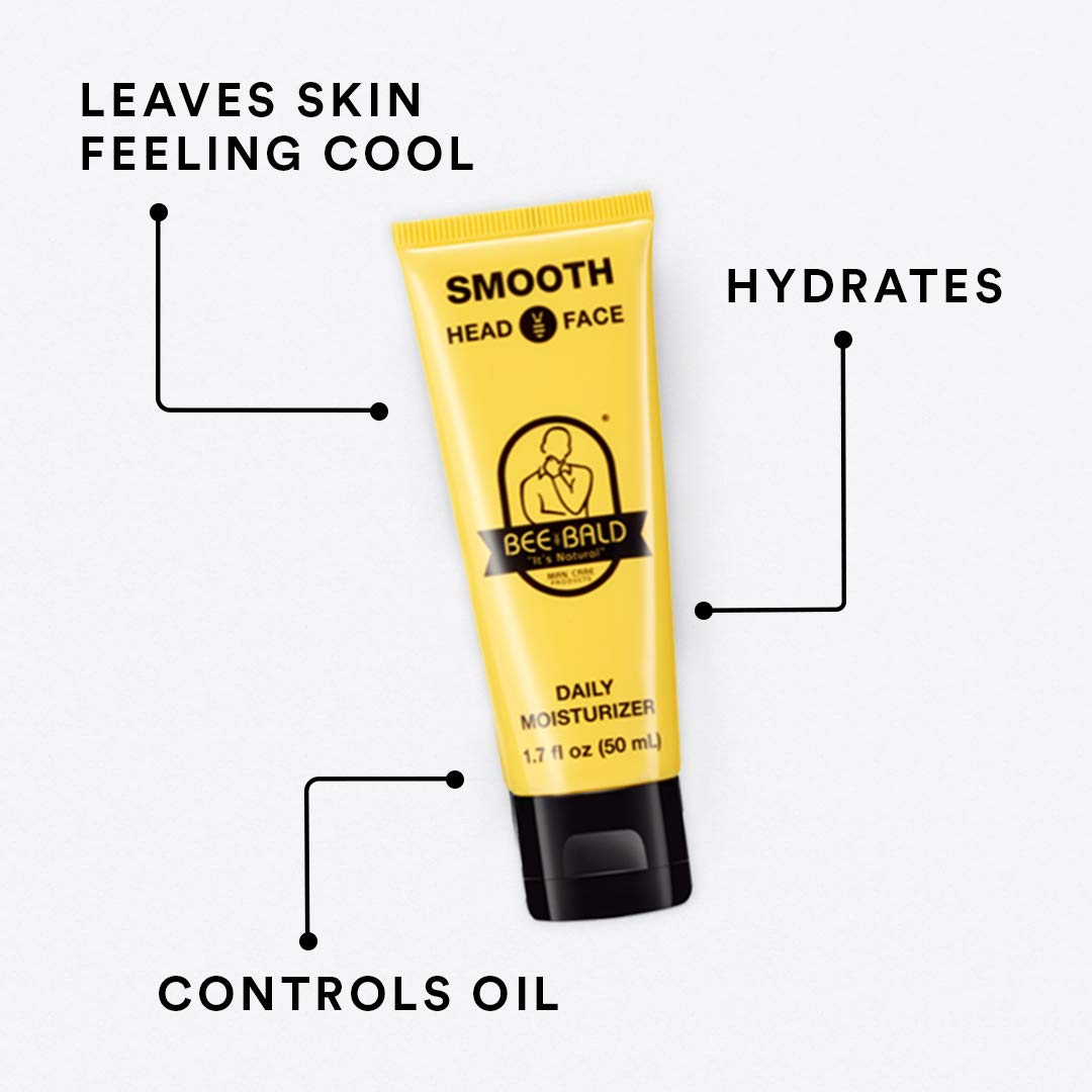 Bee Bald SMOOTH Daily Bald Head Moisturizer for Men, Oil Control, 1.7 fl oz | Hydrates, Tones, & Moisturizes Fine Lines & Dry Patches. Controls Oil & Shine on Head or Face. Perfectly Cool, Matte Finish. - Image 3