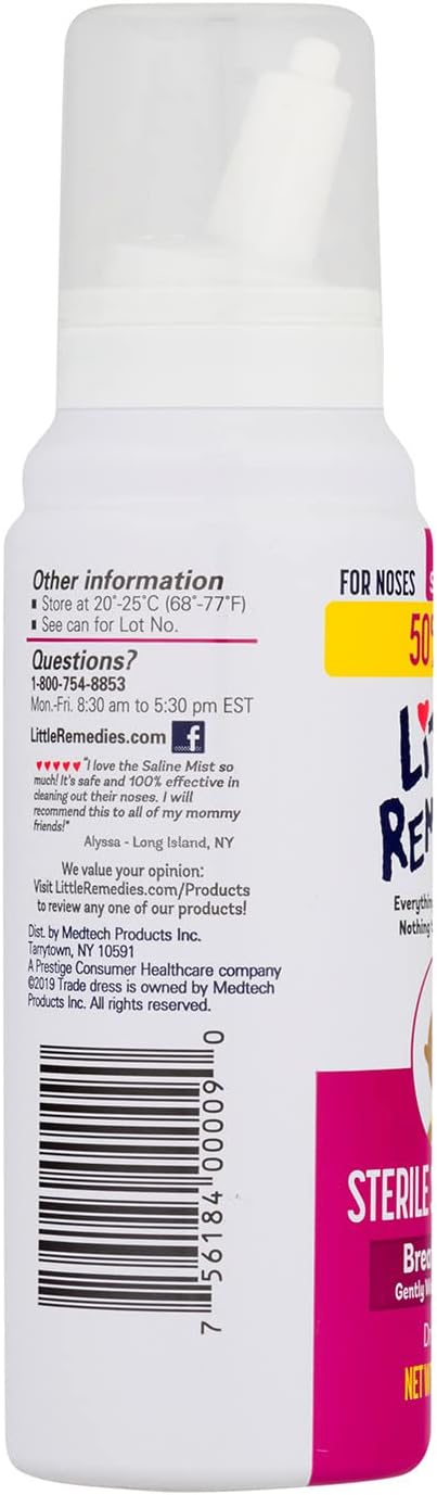Little Remedies Sterile Baby Saline Nasal Mist, 3 Fl Oz | Safe for Newborns, Relieve Stuffy and Dry Noses, Drug-Free, Gently Wash Away Mucus - Image 7