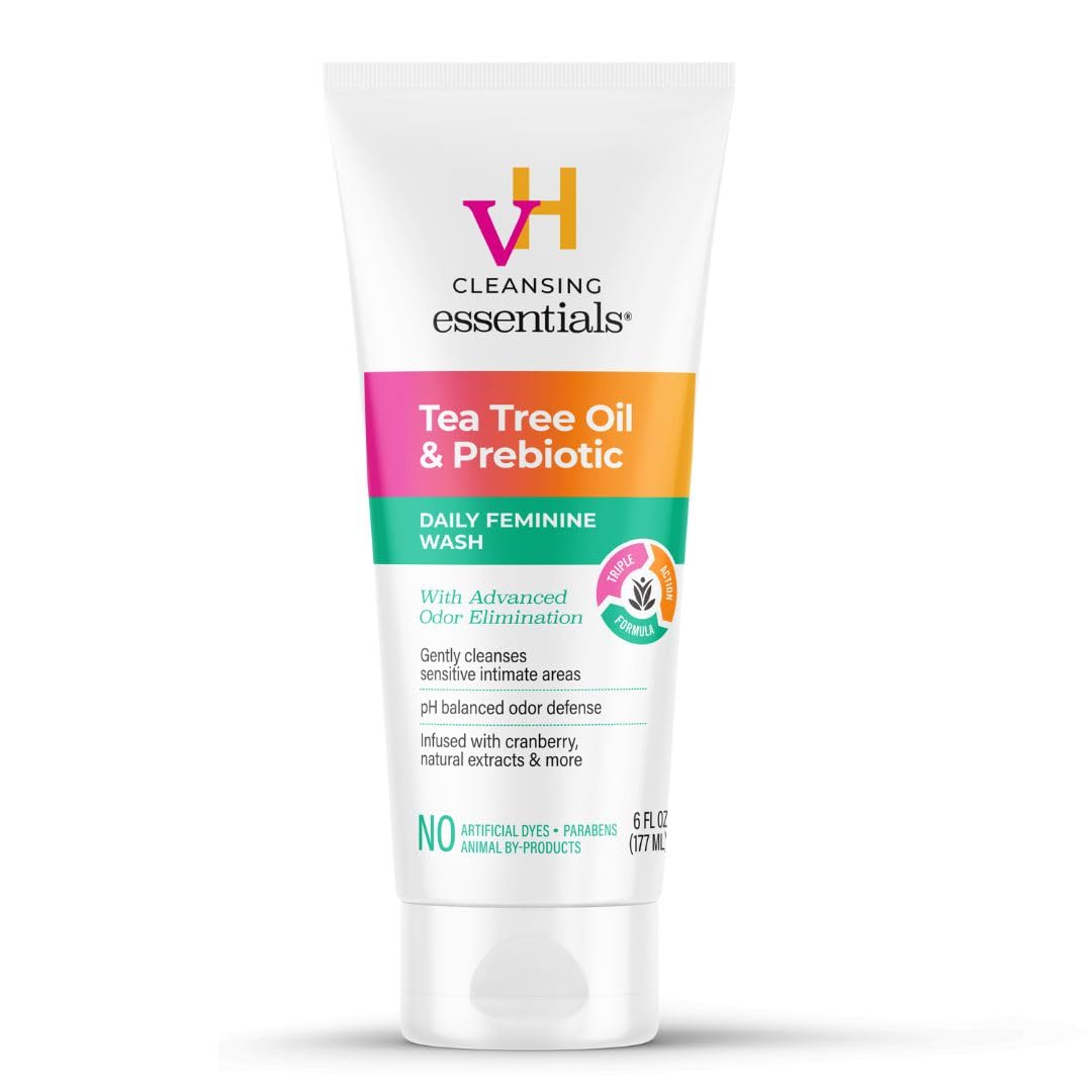vH essentials, Ph Balanced Daily Feminine Wash, Tea Tree Oil & Prebiotic, 6, Fl Oz, (Pack Of 1) 54306 Clear