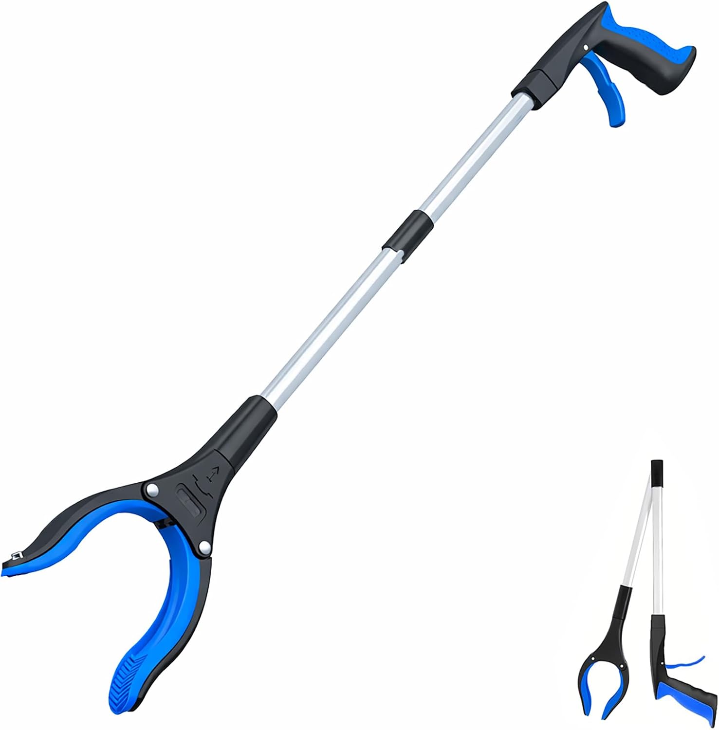 Grabber Reacher Tool - 32” Extra Long Foldable Gripper and Reaching Tool - Heavy Duty Pick Up Stick Grabbers for Seniors, Trash, Surgery Recovery Must Haves Gifts (Blue)