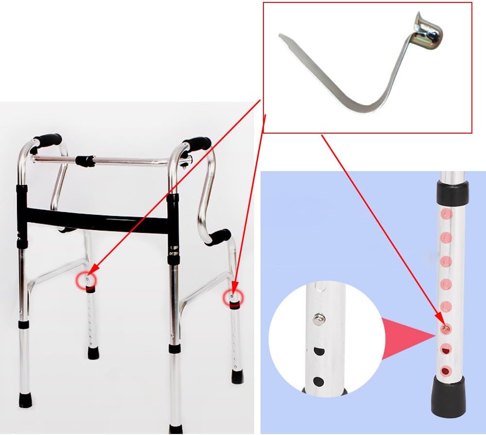 10 Pack Folding Walker Height Adjustable Clips Pole Push Button Spring Snap Clips V-Clip for Folding Walker with Wheels Aluminum Lightweight Rolling Walker Tray Table - Image 3
