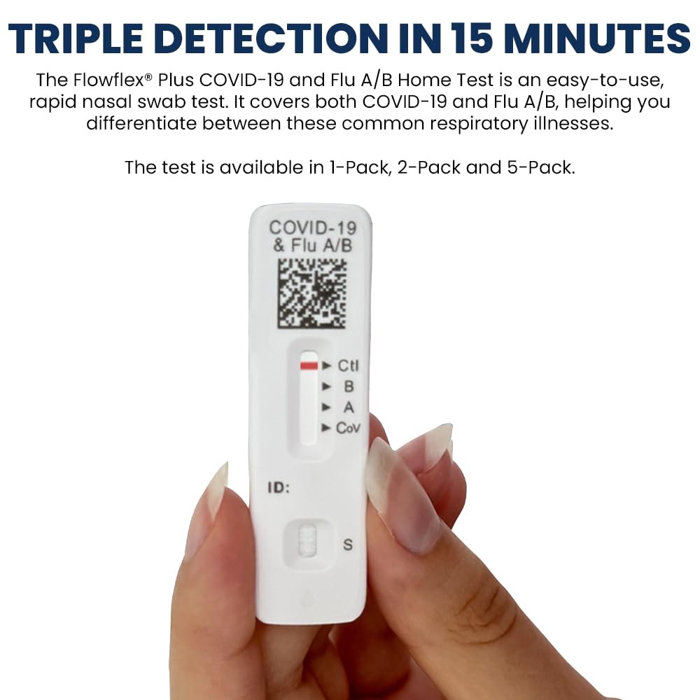 COVID & Flu Home Test by Flowflex Plus, Rapid Results in 15 Minutes, Trusted OTC COVID-19 & Flu A/B Testing Kit, FSA and HSA Eligible, Easy to Use & No Discomfort, 1 Pack 5 Tests - Image 7