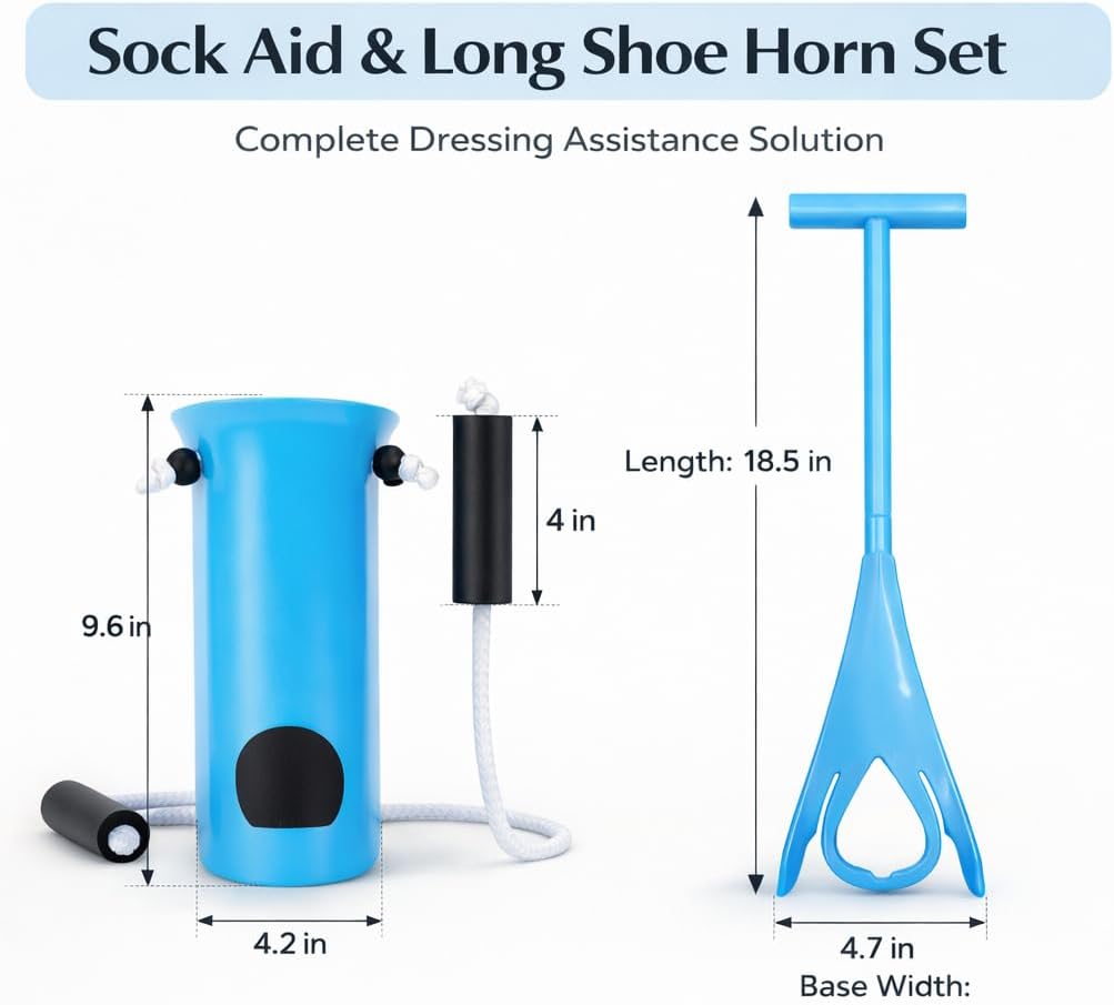 Sock Aid Kit for Seniors – Sock Puller, Leg Lifter Strap & Car Door Handle, Easy On Off Sock Helper, No Bending Dressing Aid for Elderly, Pregnant & Limited Mobility - Image 2