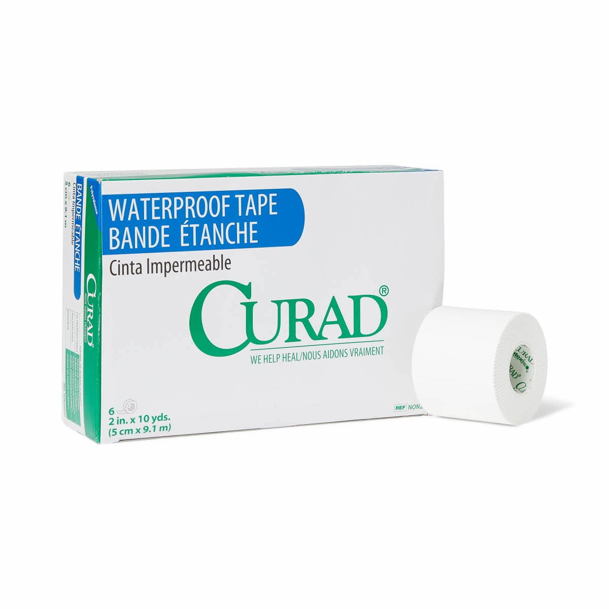 Medline Curad Waterproof Adhesive Tape, 2' x 10 yd, White (Box of 6 Rolls)
