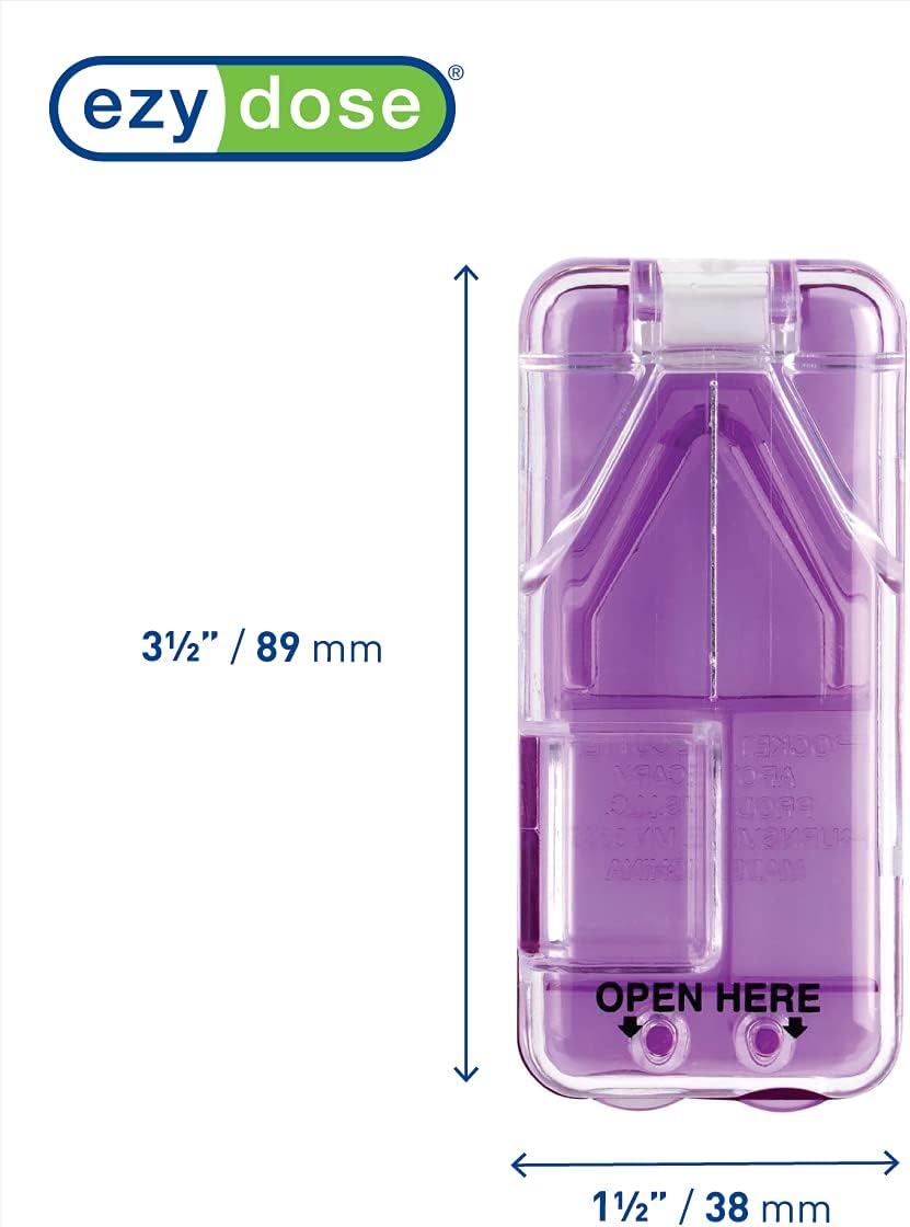 Ezy Dose Pill Cutter & Splitter, Built-in Pill Dispenser, Purple | Easy-Cut Stainless Steel Blade for Tablets, Vitamins, Medication, Portable Pill Cutter for Seniors, Pets, Travel-Size - Image 2