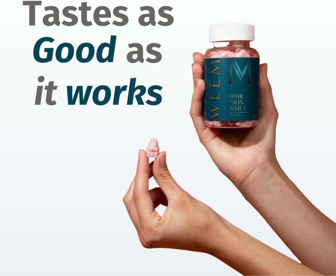 WEEM Hair Skin and Nails Gummies - Supports Healthy Hair - Vegan biotin Vitamins for Women & Men Supports Faster Hair Growth, Stronger Nails, Healthy Skin, Extra Strength (1) - Image 5