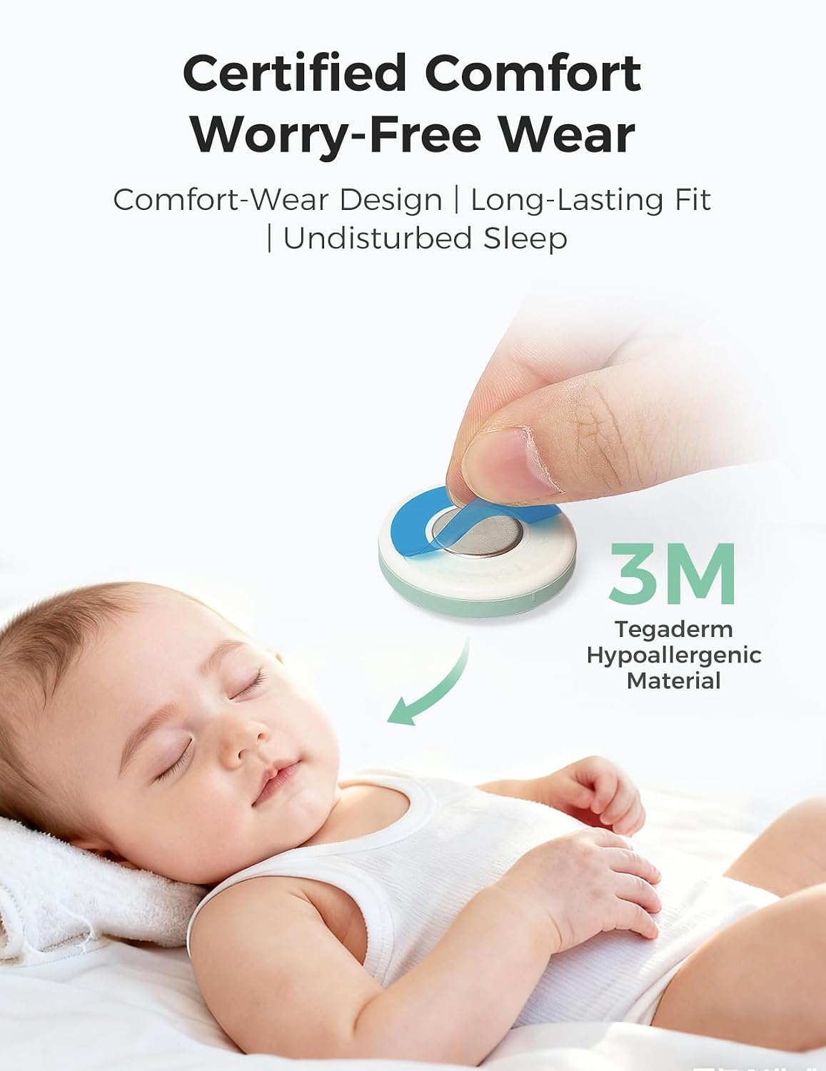 Momcozy Wearable Digital Thermometer for Baby, Continuous App Monitoring | Medical-Grade ,High Accuracy Thermometer for Kids & Infants, Instant Reads, Hypoallergenic 3M Sticker,APP Alert,Visual Trends - Image 6