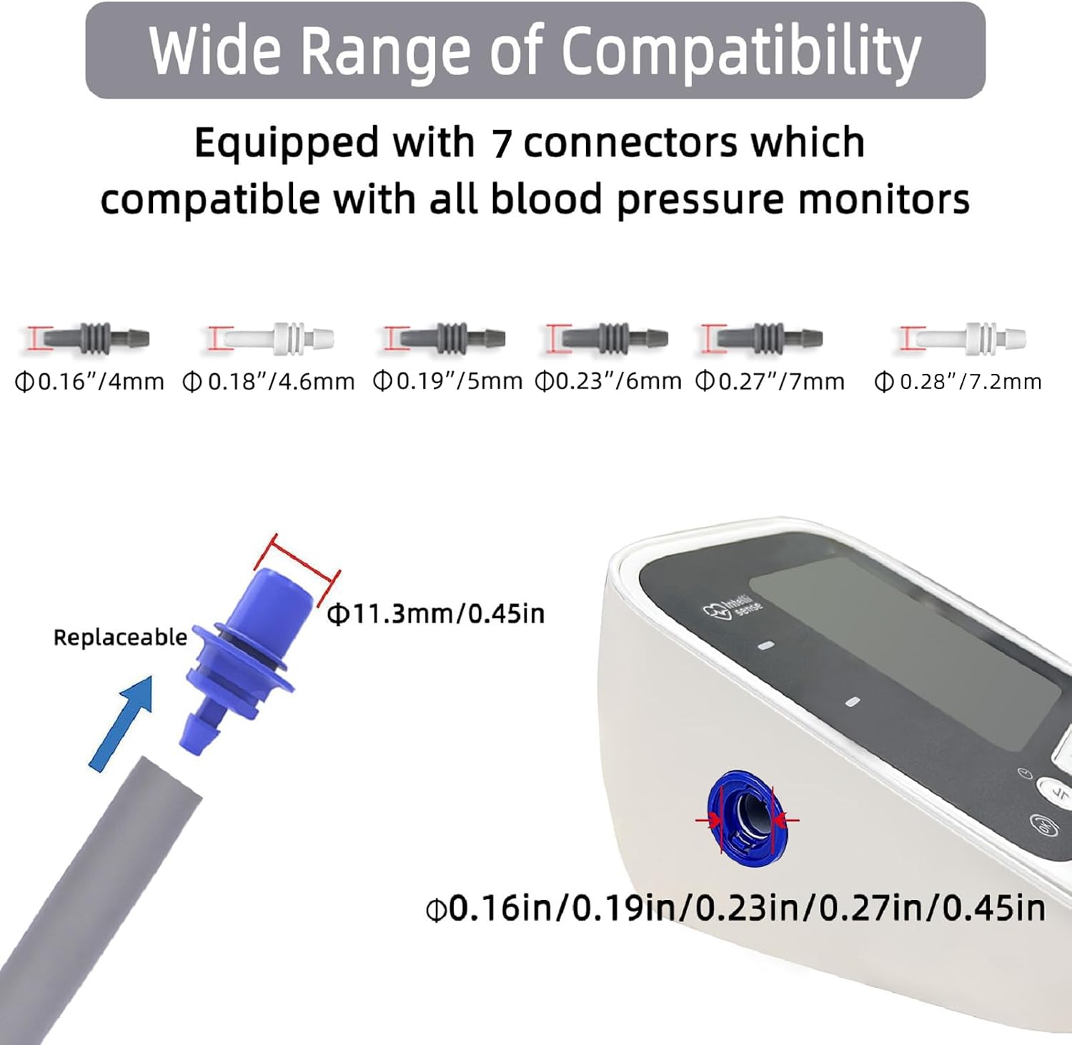 Alcarefam XXXL Blood Pressure Cuff, 9”-26” (22-66CM) Extra Large Cuff Compatible with Omron BP Monitor, Replacement XXX-Large Cuff for Adult Big ARM, with 7 Connectors - Image 2