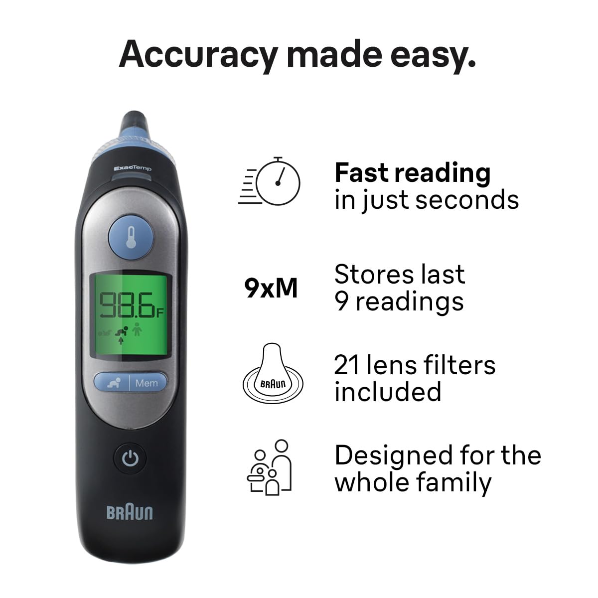 Braun ThermoScan 7 Digital Ear Thermometer for Adults, Babies & Infants | Age-Adjusted Fever Guidance Thermometer, No. 1 Brand Recommended by Pediatricians - Image 5