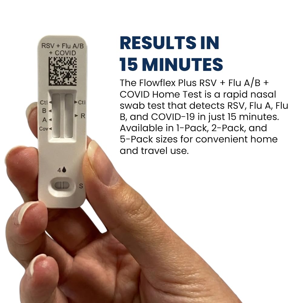 Flowflex Plus RSV + Flu A/B + COVID Home Test (1 Test) | 4-in-1 Home Test Kit, Rapid Results in 15 Minutes, OTC At-Home Antigen Test for Adults & Children - Image 8