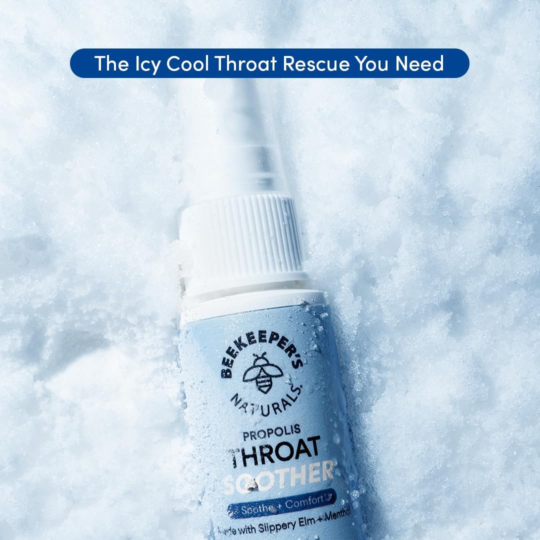 Beekeeper's Naturals Propolis Throat Soother Spray w/ Menthol - Fast Relief | Maximum Throat Relief w/ Menthol, Slippery Elm, Bee Propolis Extract, Fast-acting & Cooling Comfort - Image 5