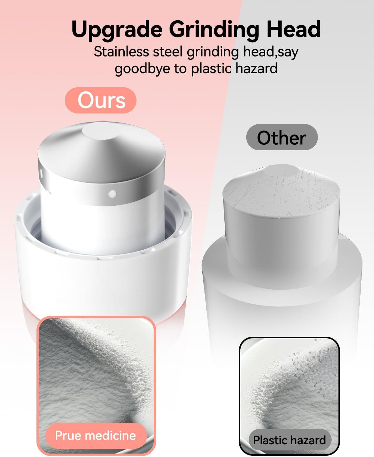 Pill Crusher Fine Powder - Cotatoc 3-in-1 Pill Crusher with Stainless Steel Grinding Pestle, Portable Pill Cutter and Crusher for Elderly and Pets (Pink) - Image 2