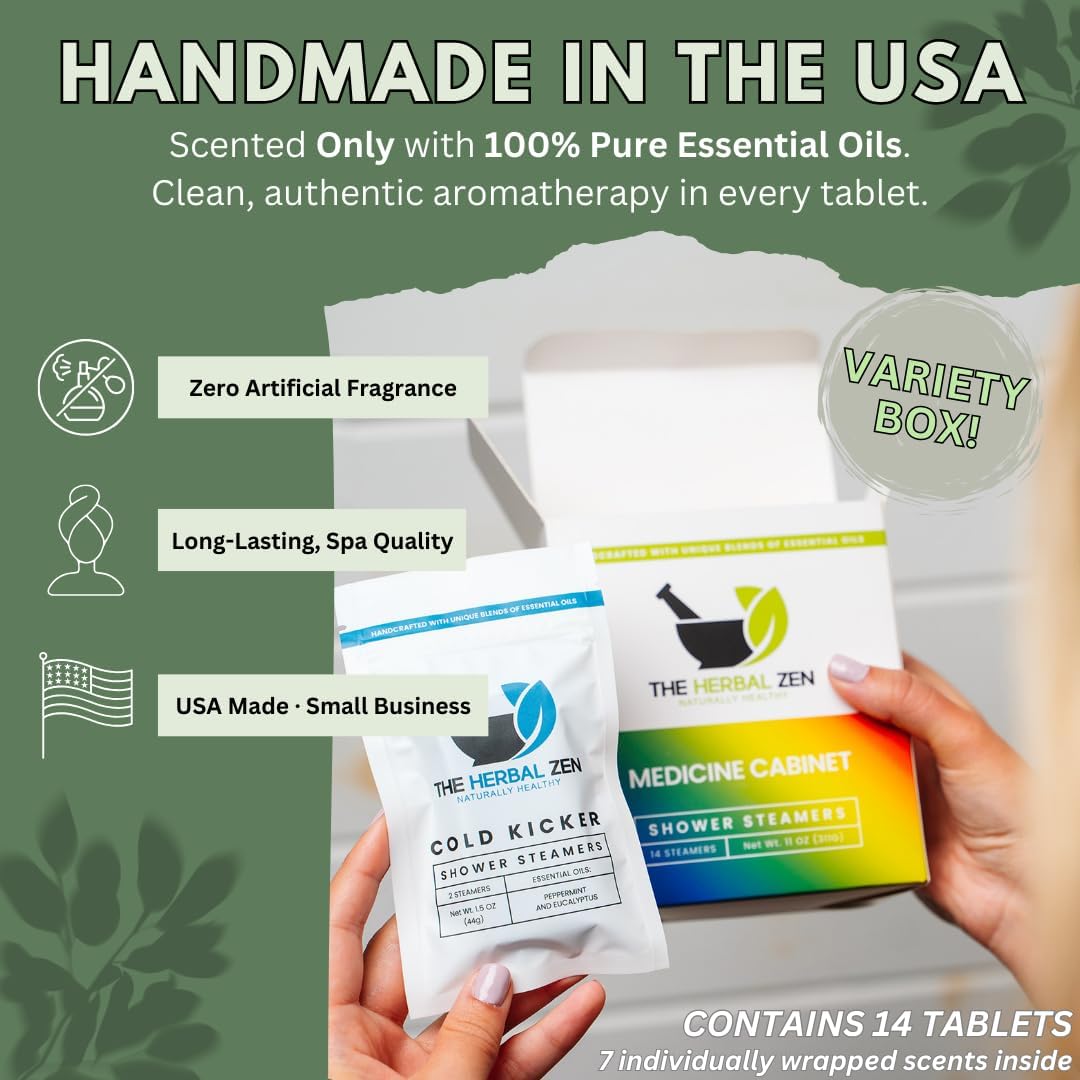 The Herbal Zen Shower Steamers Aromatherapy Pure Essential Oils - 14 Pack | 7 Blends Variety Gift Set | Shower Bombs Aromatherapy for Women and Men | Natural Vapor Tablets | Handmade in USA - Image 5