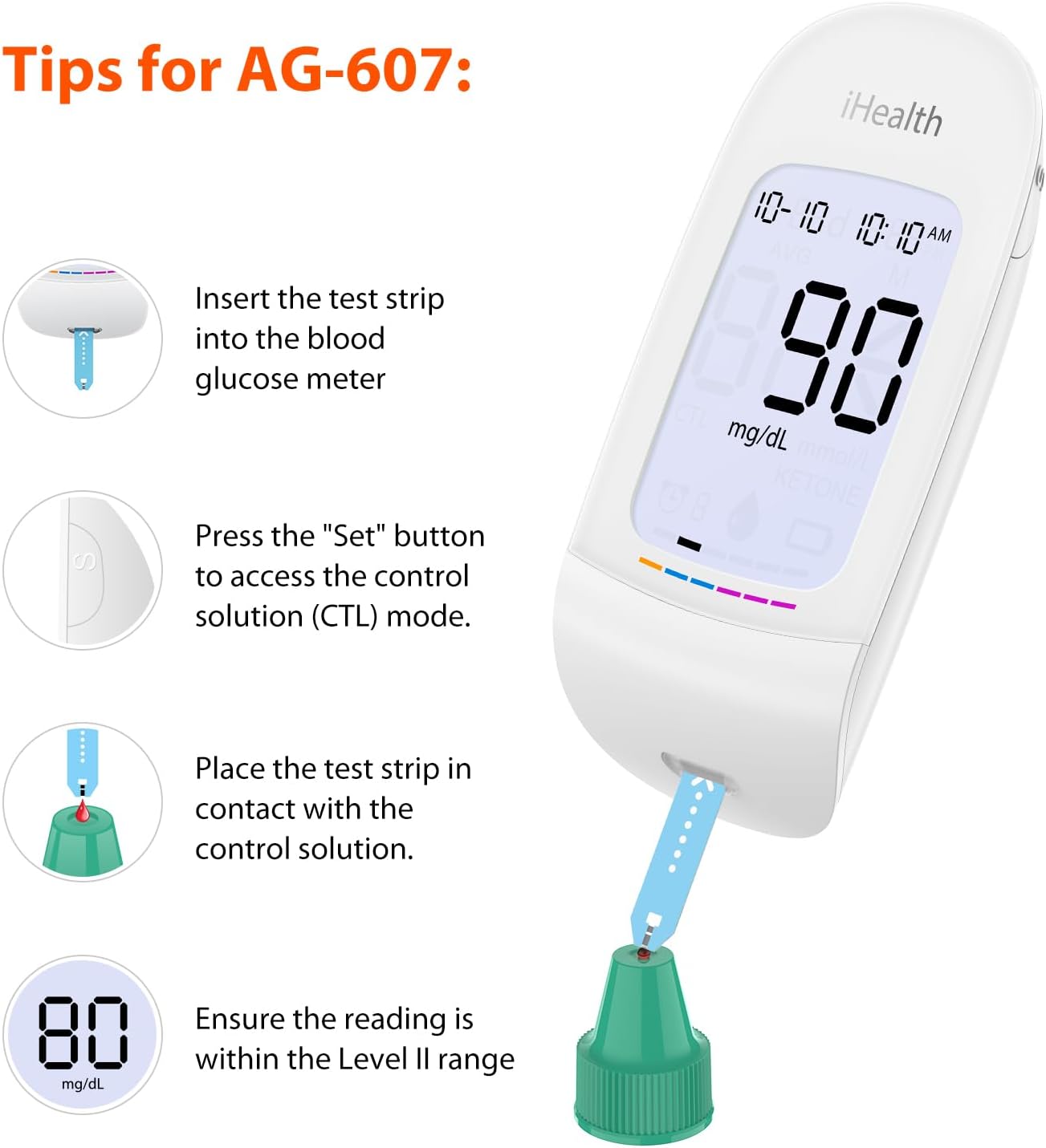 iHealth Control Solution for Blood Glucose Testing – Compatible with BG5S100 Gluco+ & Acacia Glucose Meters, 4mL Vial for Accurate Results - Image 4