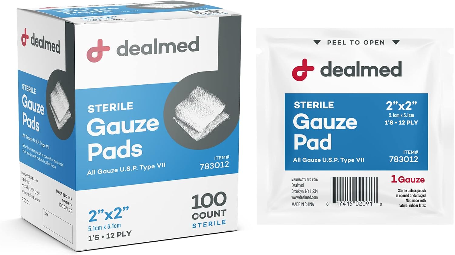 Dealmed Sterile Gauze Pads 2 x 2 in...