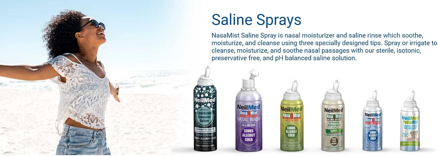 NeilMed NasaMist Isotonic Saline Spray. Soothe, Moisturize and Cleanse Using Specially Designed tip. 177mL. Contains 3 NasaMist canisters - Image 7