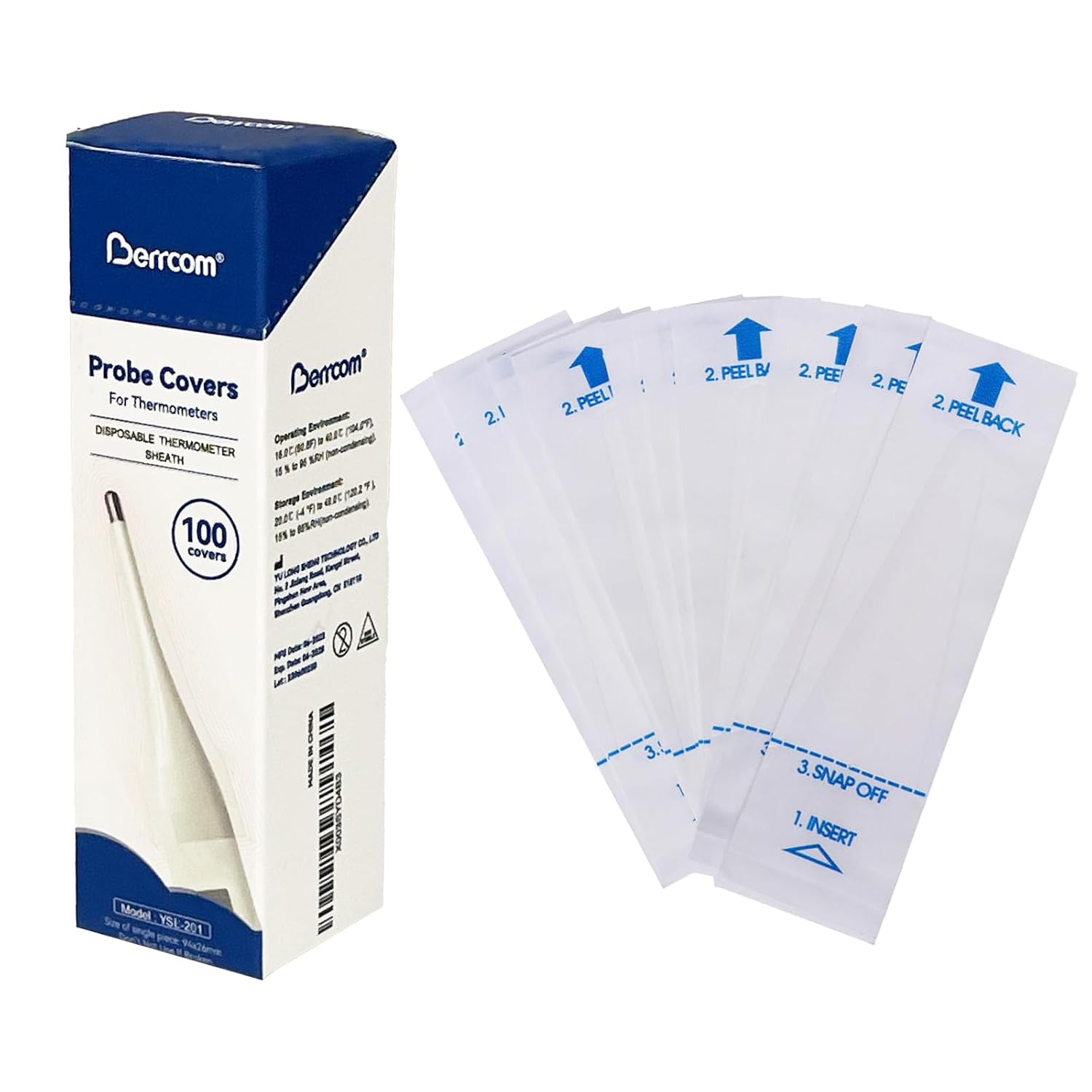 Berrcom Disposable Digital Thermometers Probe Covers Set of 100 Oral Rectal Thermometer Probe Cover Universal Thermometers Sleeves for Adult and Kids - Image 8