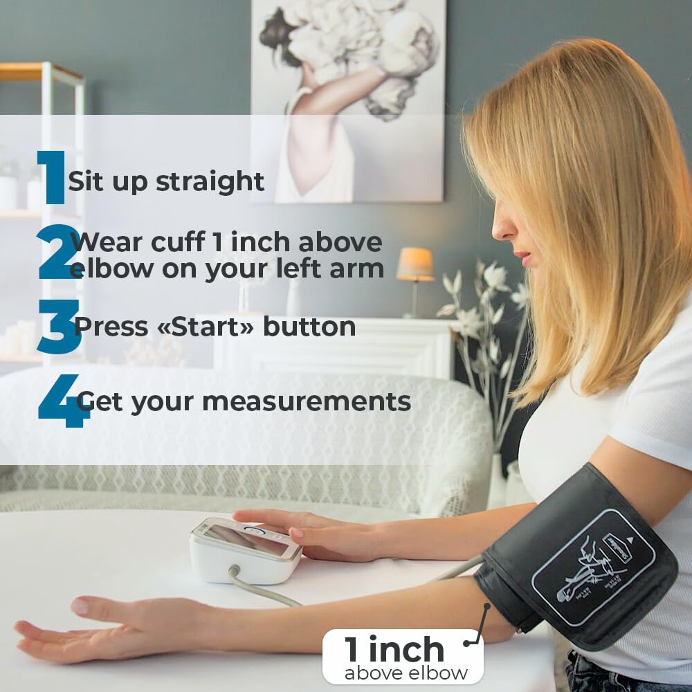 Paramed Blood Pressure Monitor - Bp Machine - Automatic Upper Arm Blood Pressure Cuff 8.7-16.5 inches - Large LCD Display 120 Sets Memory - Device Bag & Batteries Included - Image 5