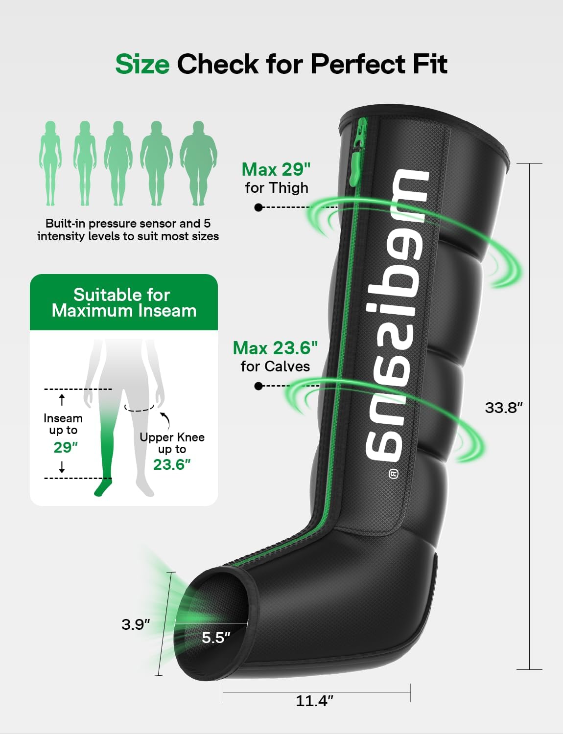 Medisana Leg Compression Massager with Heat, Full Leg & Foot Massager Compression Boots with 6 Modes, 5 Intensity and 3 Heat for Circulation and Pain Relief - Image 6