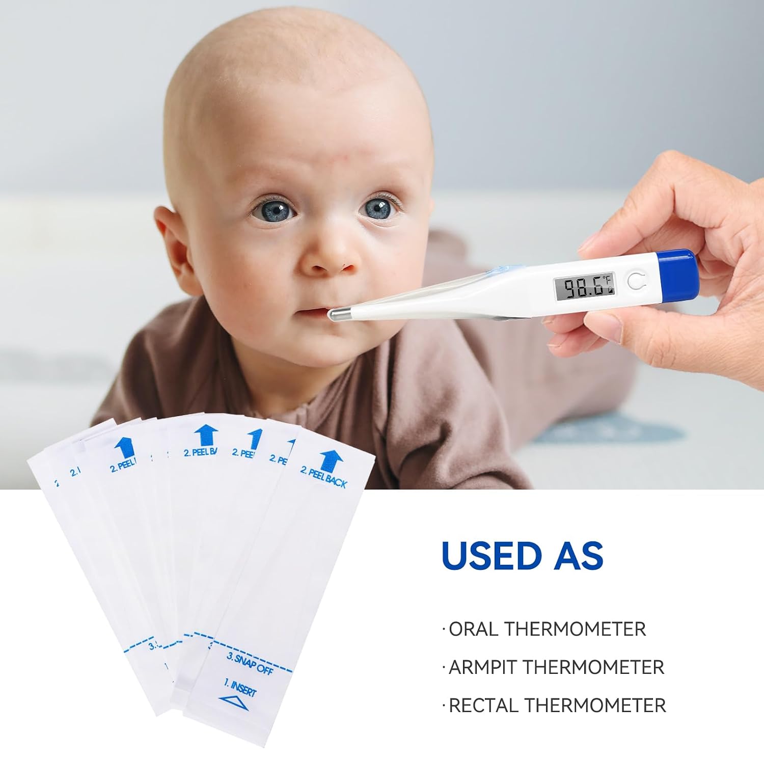 Berrcom Disposable Digital Thermometers Probe Covers Set of 100 Oral Rectal Thermometer Probe Cover Universal Thermometers Sleeves for Adult and Kids - Image 7