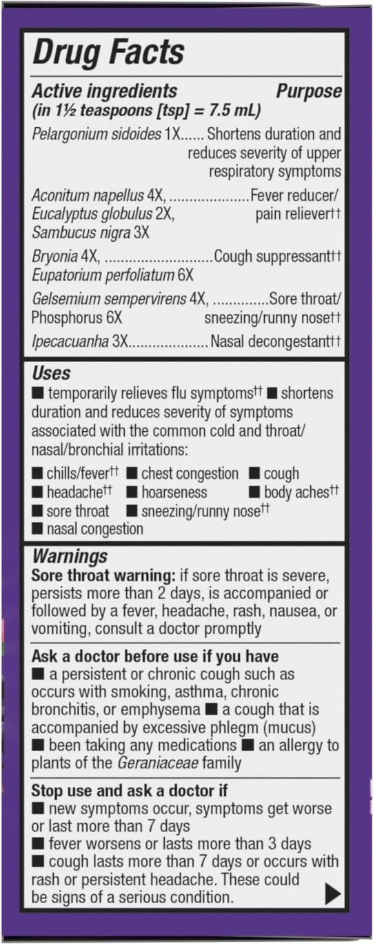 Nature's Way Sambucus Cold + Flu Relief Elderberry Syrup, Homeopathic, 4 oz | Multi-symptom Relief, Speeds Recovery from Fever(1), Body Aches(1), Chills(1), Cough, Congestion, Sore Throat, Berry Flavored - Image 9