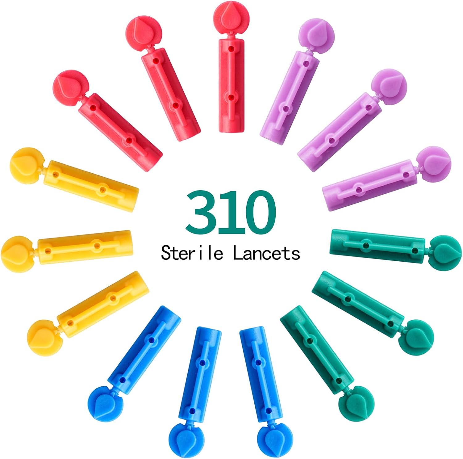 Lancets for Diabetes Testing - 30 Gauge Diabetic Lancets for Blood Testing and Glucose Testing - Fits Most Lancing Devices - 310 Count (Colourful) - Image 2