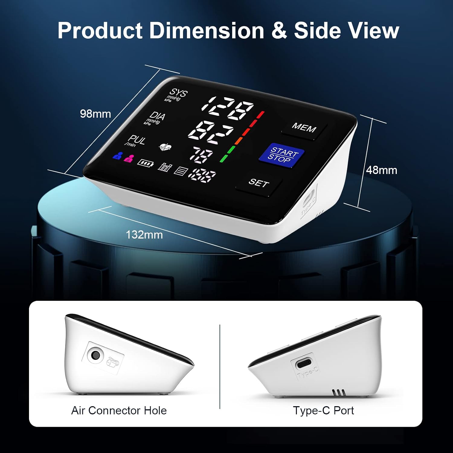 Blood Pressure Monitor, 9-17'' & 13-21'' Extra Large Blood Pressure Cuff | 6"Large Backlit LED Color Screen,2 Extra Large Blood Pressure Cuffs,Automatic Digital BP Machine,USB Cable &4 AAA Batteries - Image 8