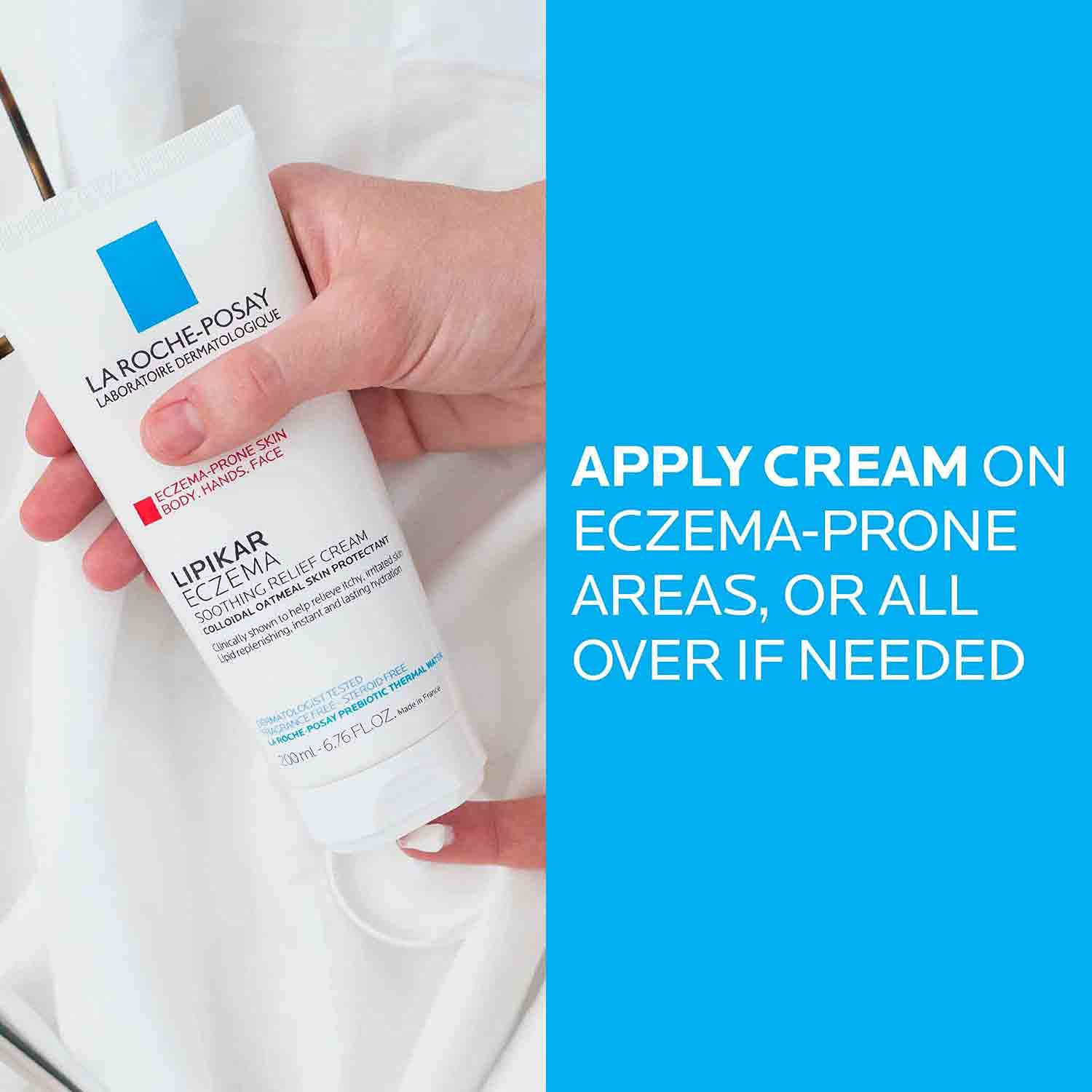 La Roche-Posay Lipikar Soothing Relief Eczema Cream, Sensitive Skin 6.8oz | Face & body lotion for eczema, dry, sensitive skin with colloidal oatmeal. Soothes and relieves irritation. - Image 8