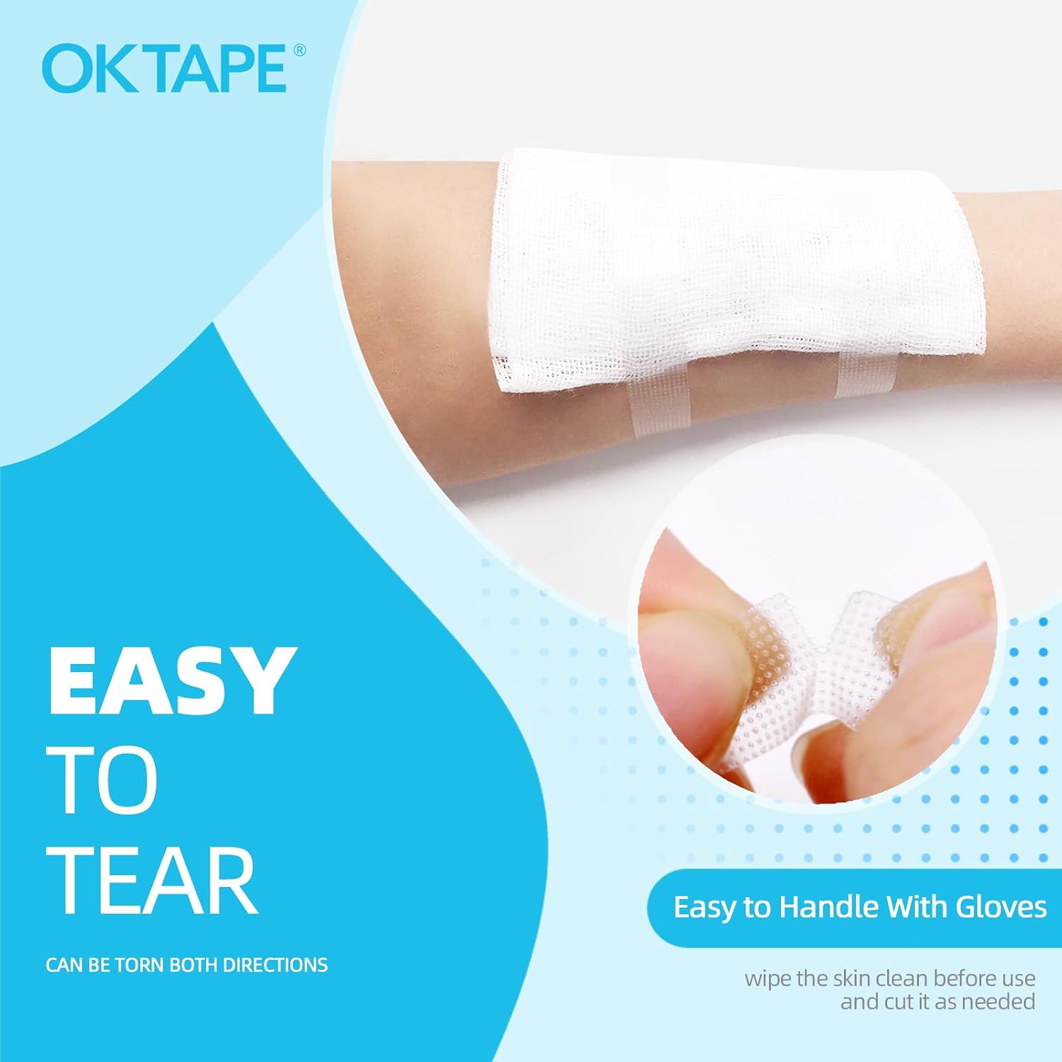 OK TAPE OKPore Transparent Medical Tape (Pack of 12) - First Aid Surgical Tape Hypoallergenic and Breathable for Wound Dressing Care, Latex Free, 1in x 10yds | First Aid Surgical Tape Adhesive, Hypoallergenic and Breathable for Wound Dressing Care, Latex Free - Image 6