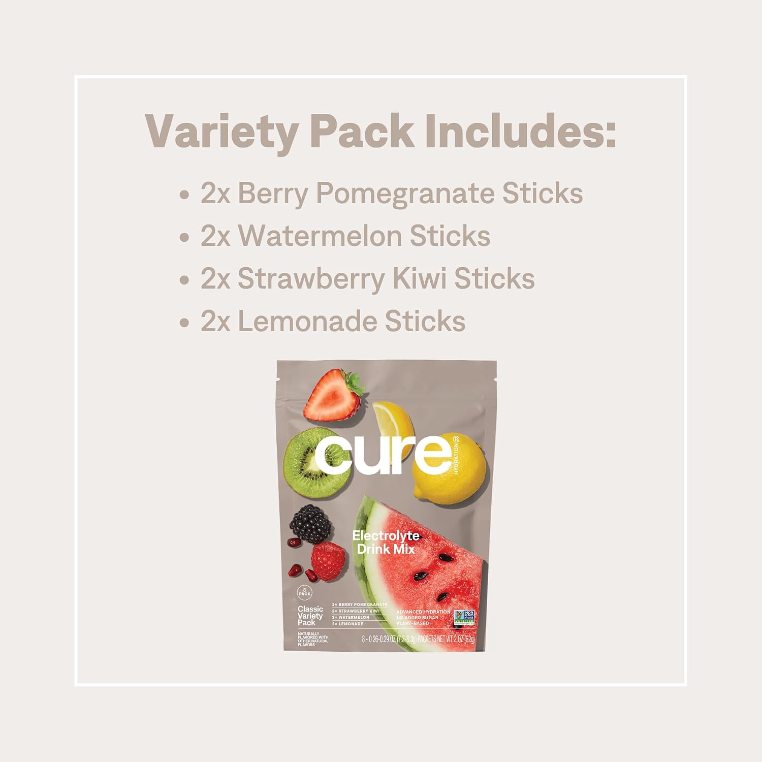 Cure Hydration - Electrolyte Drink Powder Classic Variety Pack 8 Packets | Plant-Based Dehydration Relief Mix Made with Coconut Water, No Added Sugar, Vegan, Non-GMO, Gluten Free, FSA-HSA Eligible - Image 4