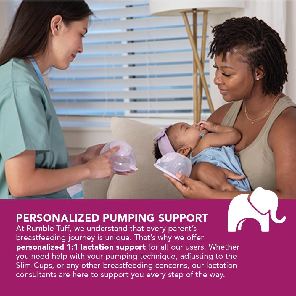 Rumble Tuff Slim Cups Wearable Collection Cups 24mm for Electric Pumps | Fits Most Electric Breast Pumps, BPA Free, Leak Resistant, Hands Free Pumping, Soft Silicone, Includes Inserts - Image 6