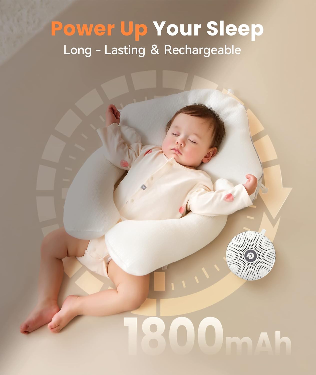 Dreamegg Portable Noise Machine for Baby Adult, Features Powerful Battery, 21 Soothing Sound, Noise Canceling for Office & Sleeping, Sound Therapy for Home, Travel, Registry Gift, Classic White - Image 3