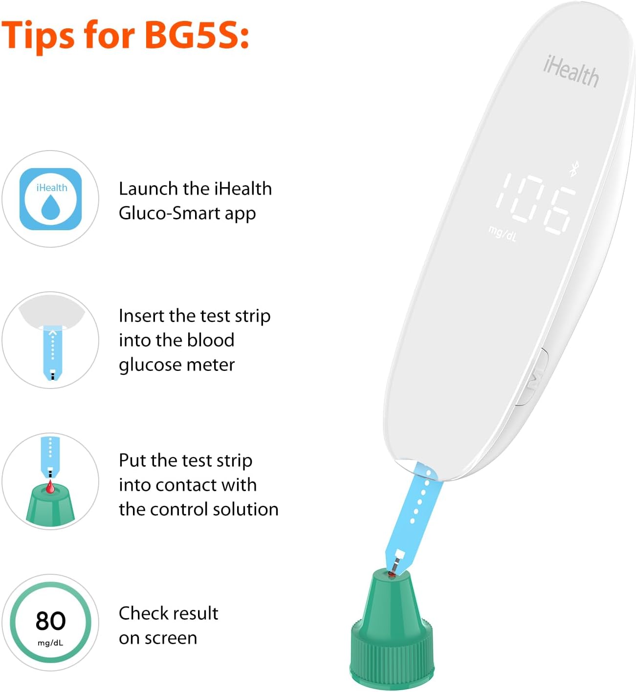 iHealth Control Solution for Blood Glucose Testing – Compatible with BG5S100 Gluco+ & Acacia Glucose Meters, 4mL Vial for Accurate Results - Image 3