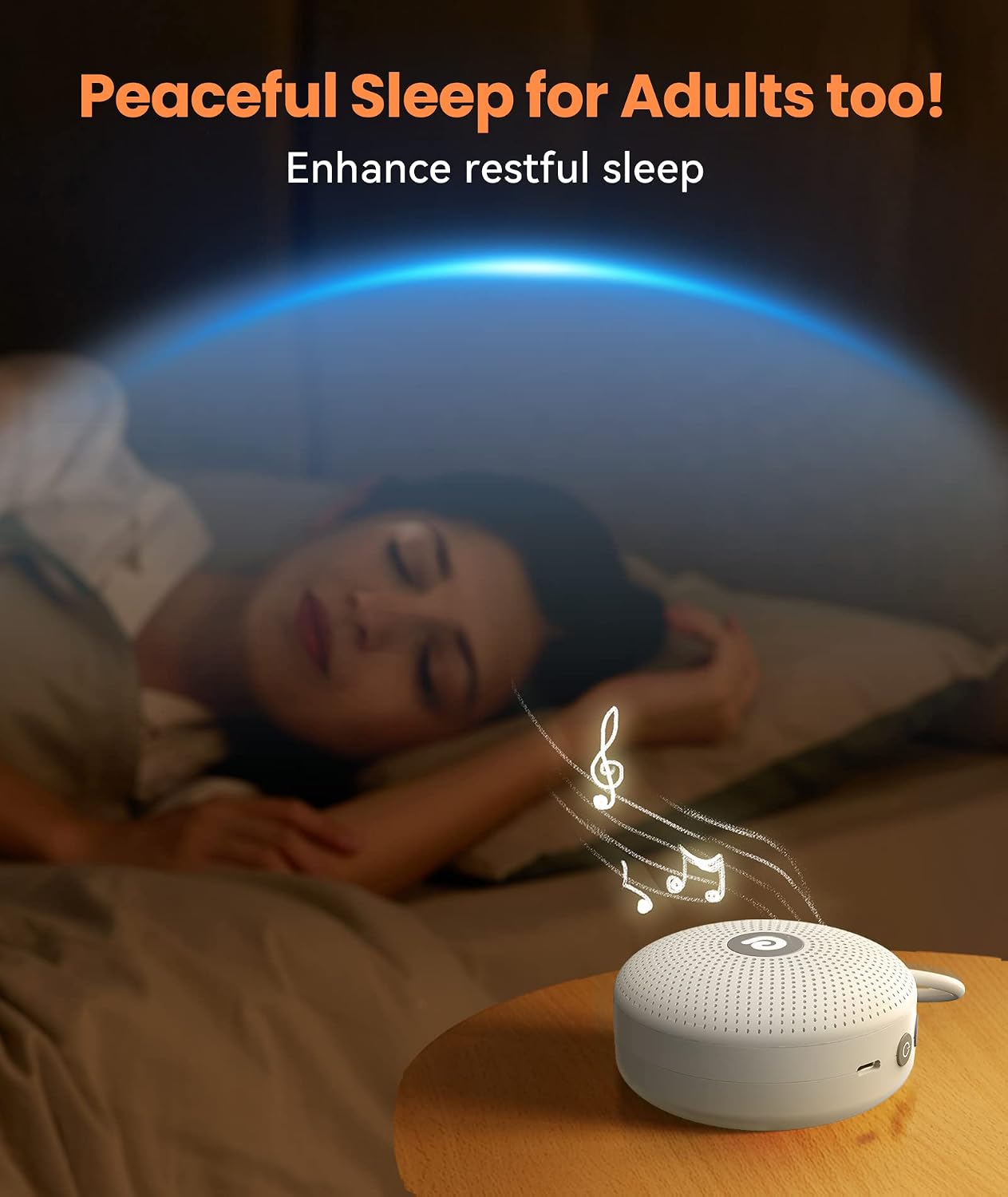 Dreamegg Portable Noise Machine for Baby Adult, Features Powerful Battery, 21 Soothing Sound, Noise Canceling for Office & Sleeping, Sound Therapy for Home, Travel, Registry Gift, Classic White - Image 6
