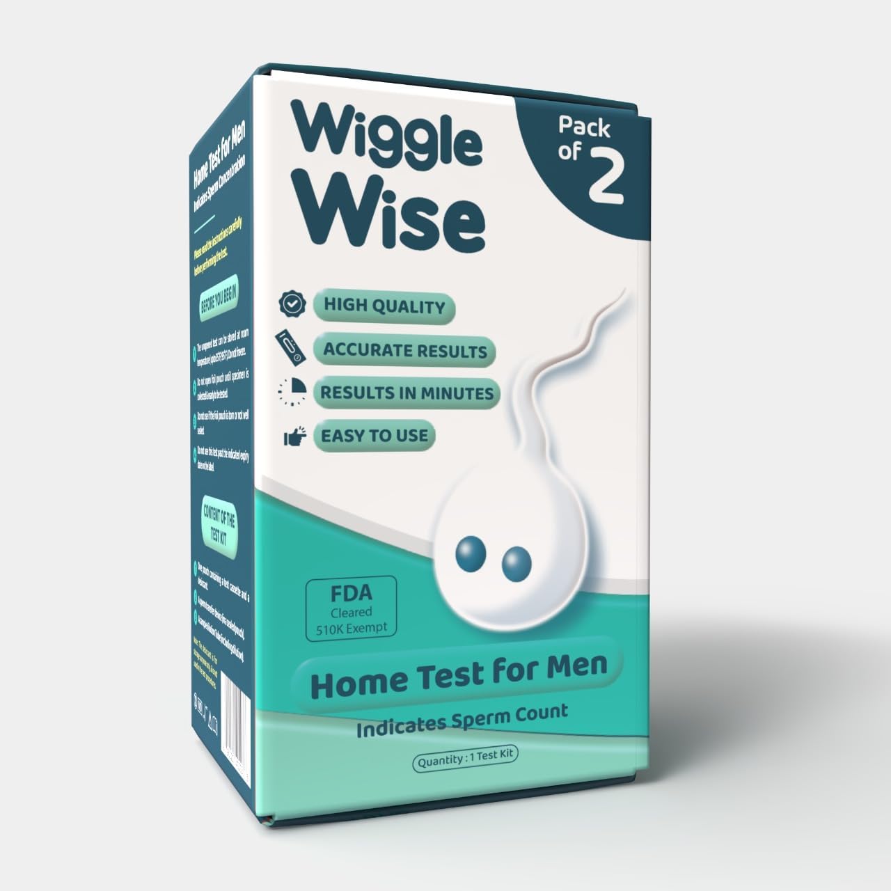 2-Pack Male Fertility Test - At-Home Sperm Count & Analysis Kit | Check Normal or Low Sperm Count, Fast, Private, Easy to use, Accurate At-Home Analysis, No Labs Visit