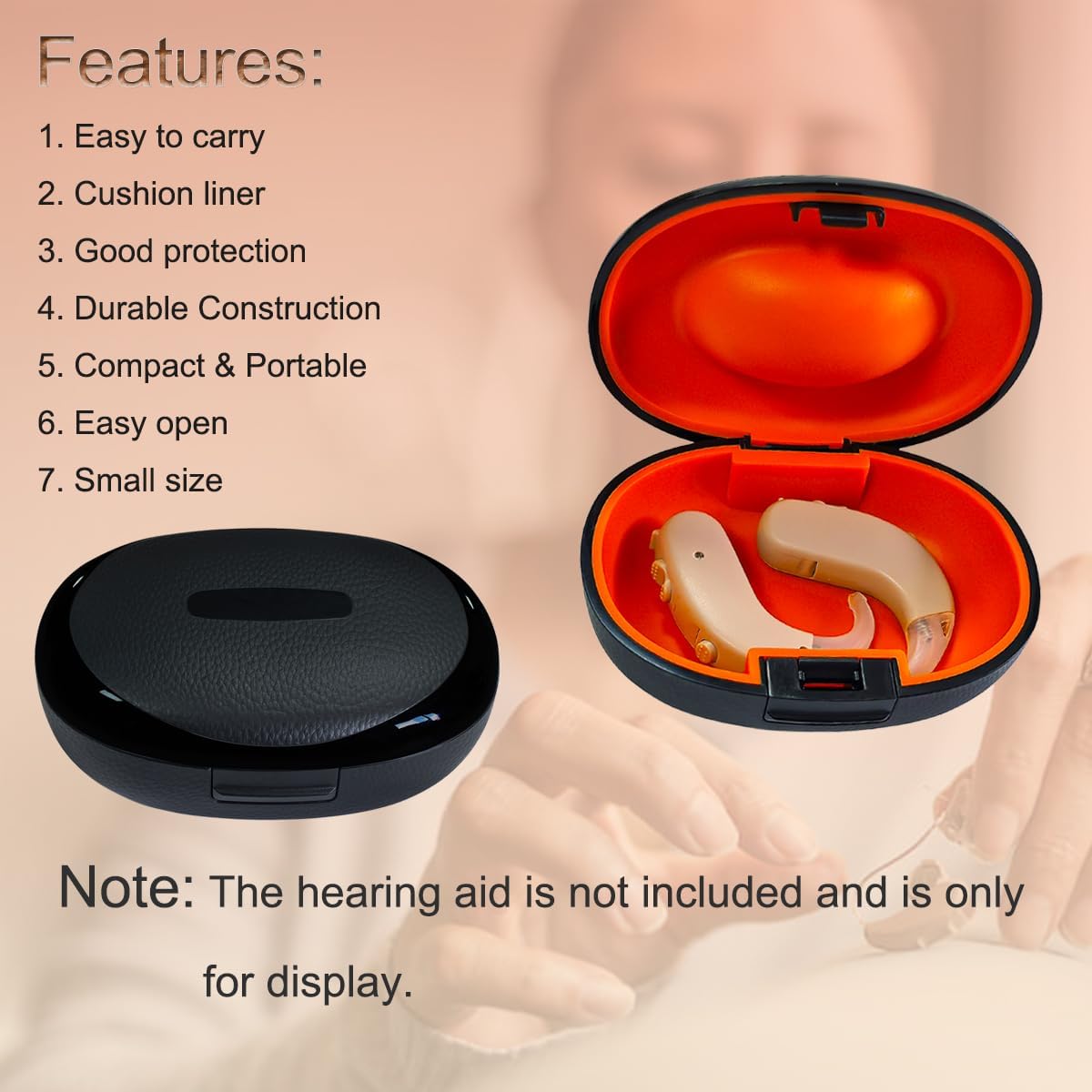 Hearing Aid Case, Portable Protective Storage Case (Blcak, style-1) | Water-Resistant Carrying Travel Case For For Most Hearing Aids - Image 3