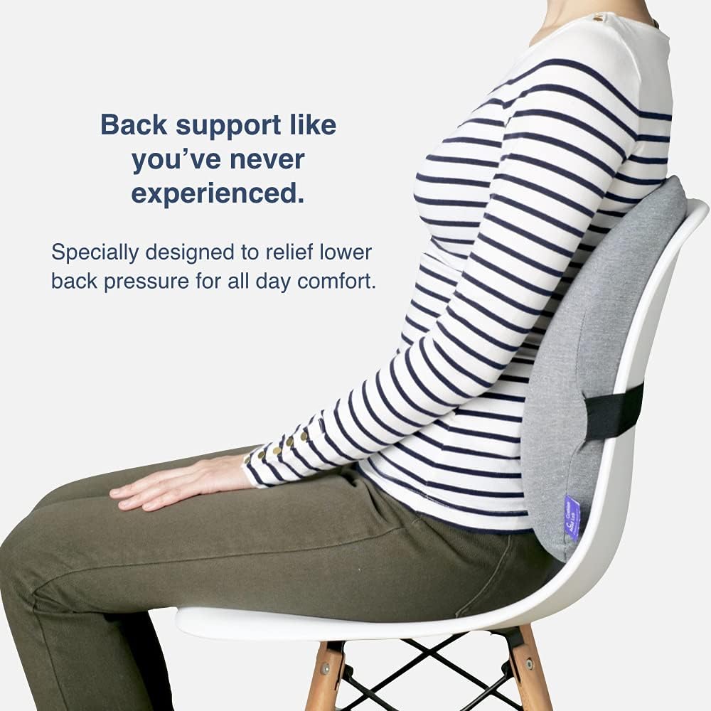 C CUSHION LAB Extra Dense Lumbar Pillow - Patented Ergonomic Multi-Region Firm Back Support for Lower Back Pain Relief - Lumbar Support Cushion with Strap for Office Chair, Car, Sofa, Plane - Black - Image 2