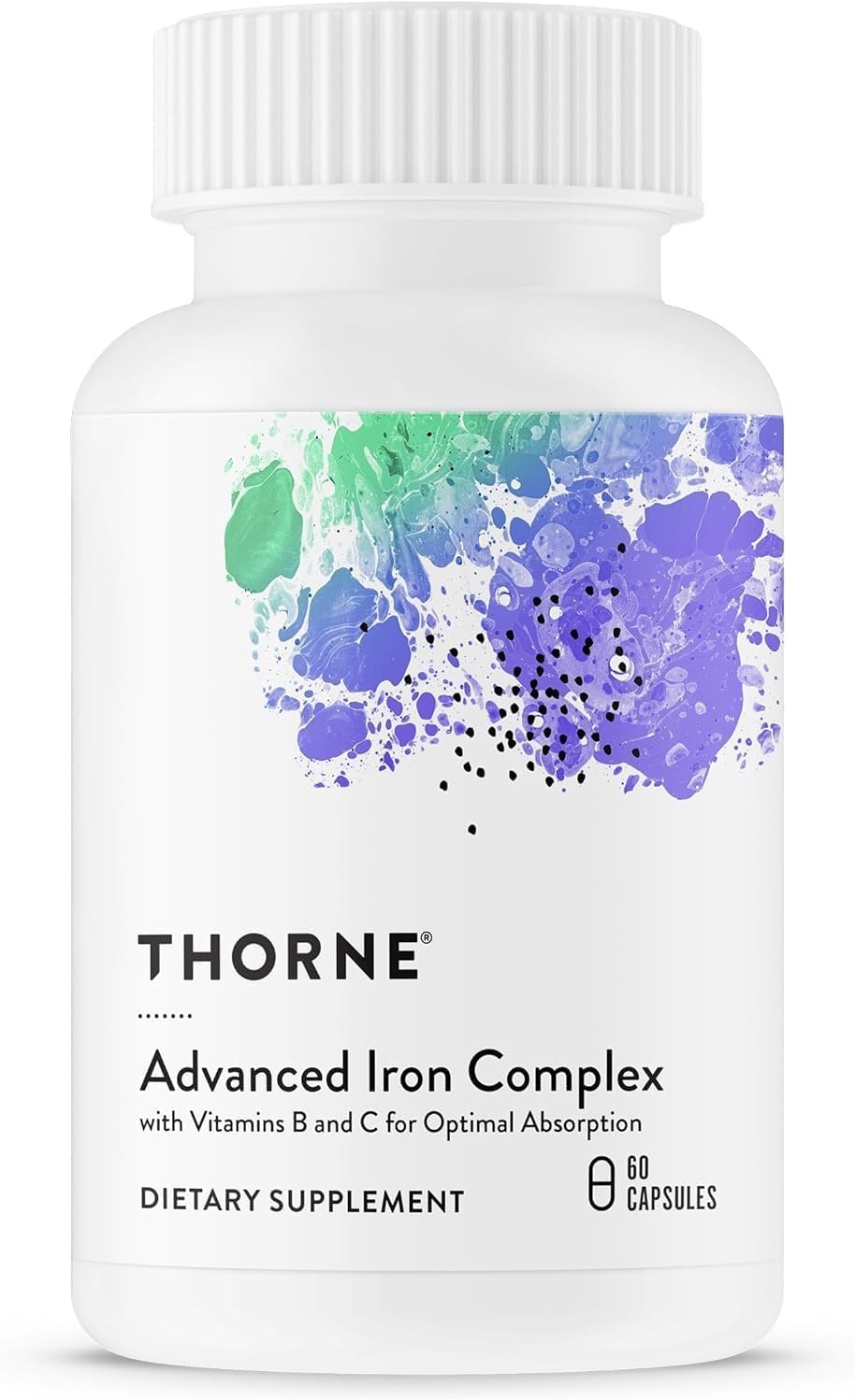 THORNE Advanced Iron Complex, Chelated Iron Supplement, 60 Capsules | Elemental Iron, Folate, B and C Vitamins for Optimal Absorption, Complete Blood Support Formula*, Third-Party Certified