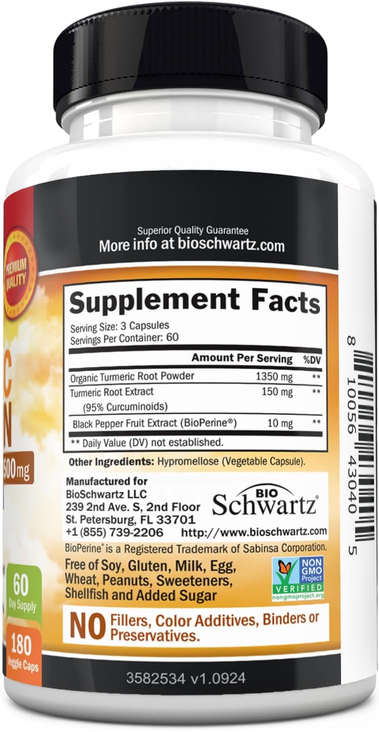 Turmeric Curcumin with Black Pepper Extract 1500mg - 180 Capsules - Image 8
