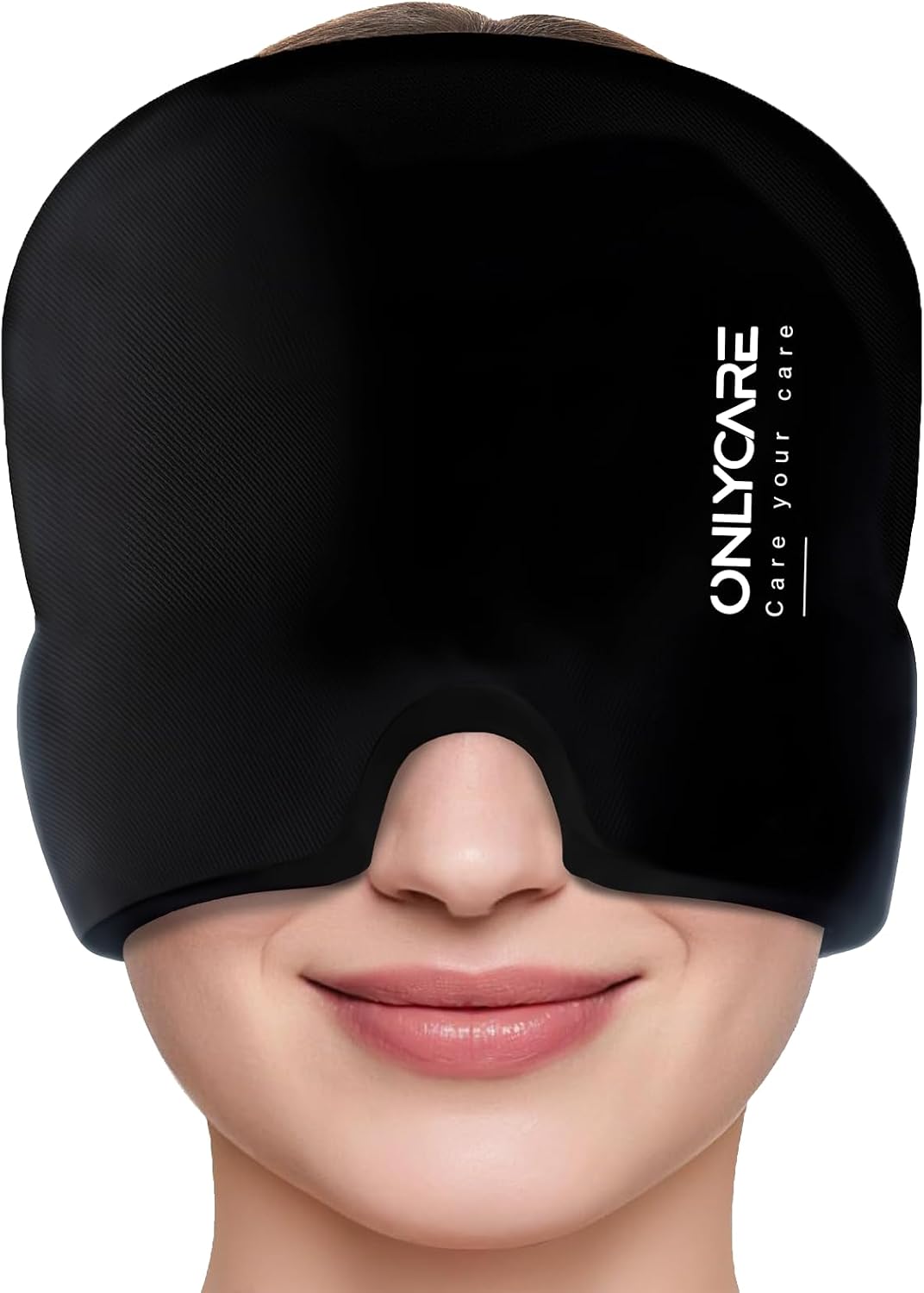 ONLYCARE Migraine Relief Cap, Headache Relief Cold Cap with Odorless Gel | Cooling Hat Head Wrap Soothing Face Ice Pack Mask Products for Tension Stress Hangover & Puffy Eyes, Relaxing Gifts for Women