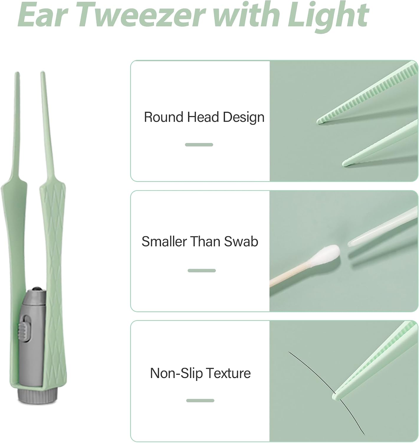 15 Pack Ear Wax Removal Tool Kit with Light - LED Ear Cleaning Kit, Ear Wax Removal for Kids and Adults, Ear Cleaning Tool, Ear Picker Spoon & Ear Tweezers & Spiral Spring Ear Spoon Green - Image 6