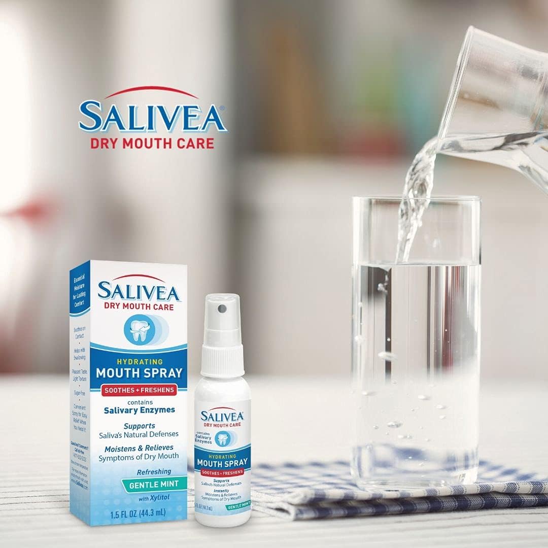 SALIVEA Soothing Dry Mouth Spray for Adults 250 Pumps Mint 1.5 oz Pack of 1 | Moisturizing saliva substitute with natural salivary enzymes aids daily oral care, mild formula for kids and adults - Image 2