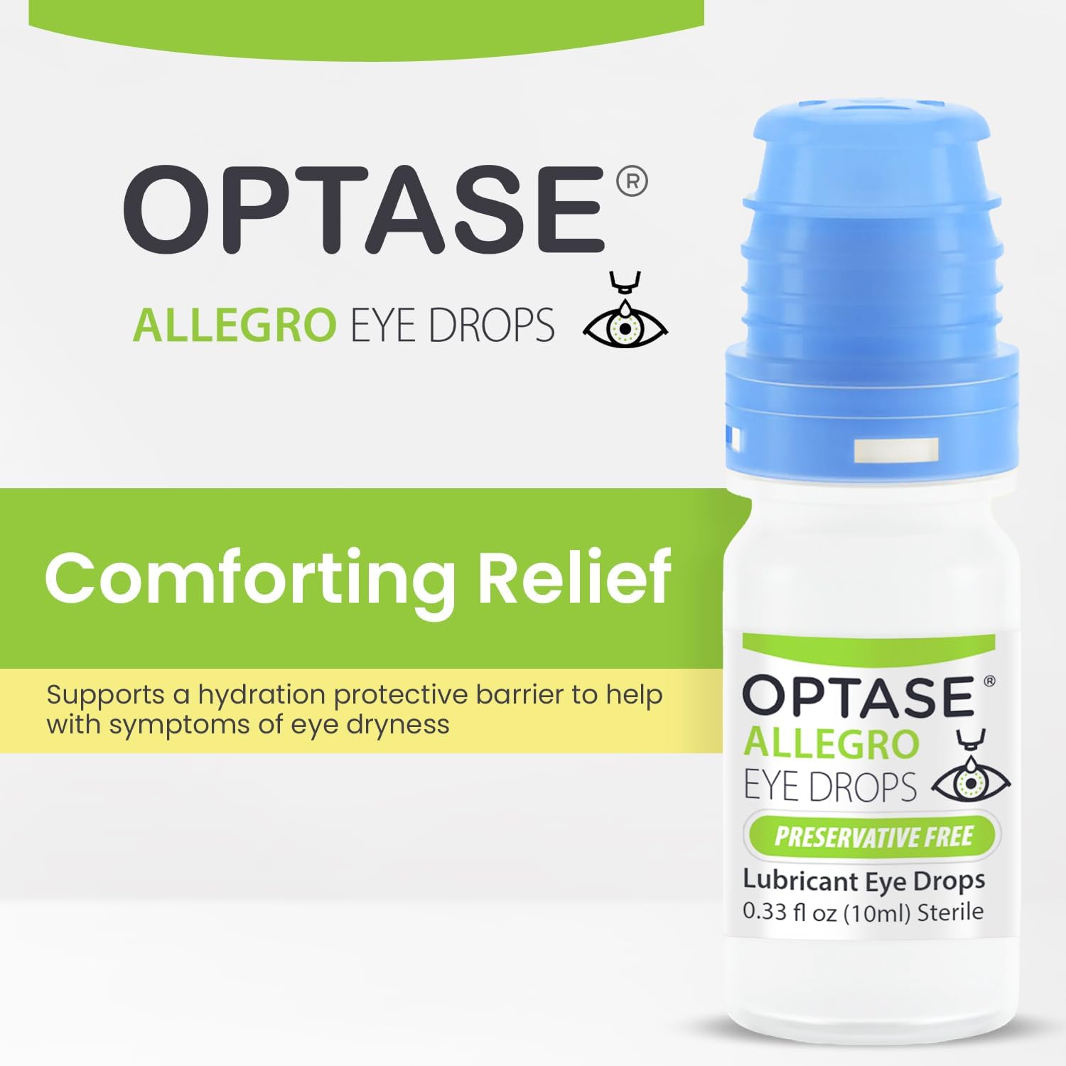 Optase® Allegro Lubricant Eye Drops, 0.33 fl oz | Preservative Free Lubricant Eye Drops - Artificial Tears for Environmental Irritants - Contact Lens Compatible - 300 Doses - Image 3