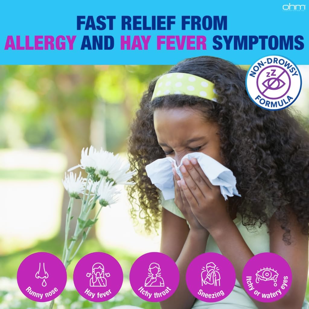 Ohm Children's Allergy Medicine, Loratadine 5mg, Chewable Tablets (30 Count) Grape Flavor, Non-Drowsy Antihistamine, 24-Hour Allergy Relief for Runny Nose, Watery Eyes, Itchy Throat & Nose - Image 3