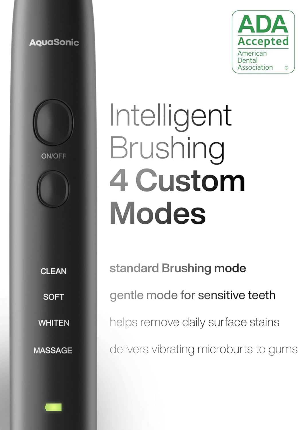 Aquasonic Black Series Ultra Whitening Toothbrush – ADA Accepted Electric Toothbrush- 8 Brush Heads & Travel Case – 40,000 VPM Electric Motor & Wireless Charging - 4 Modes w Smart Timer - Image 3